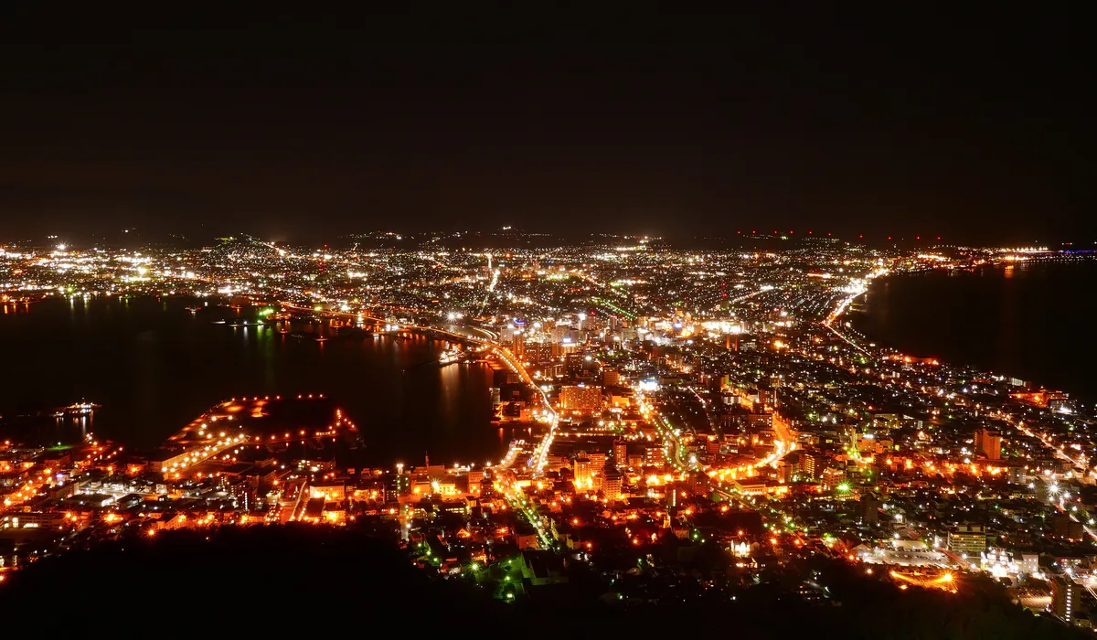 Night view over the city from Mount Hakodate