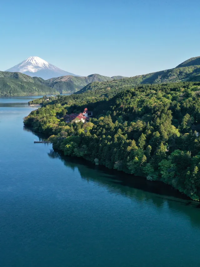 Lake Ashi, Mount Fuji, and the Hakone Shrine torii gate