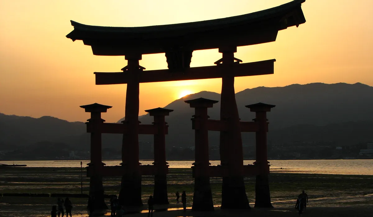 Itsukushima torii gate at sunset, Miyajima