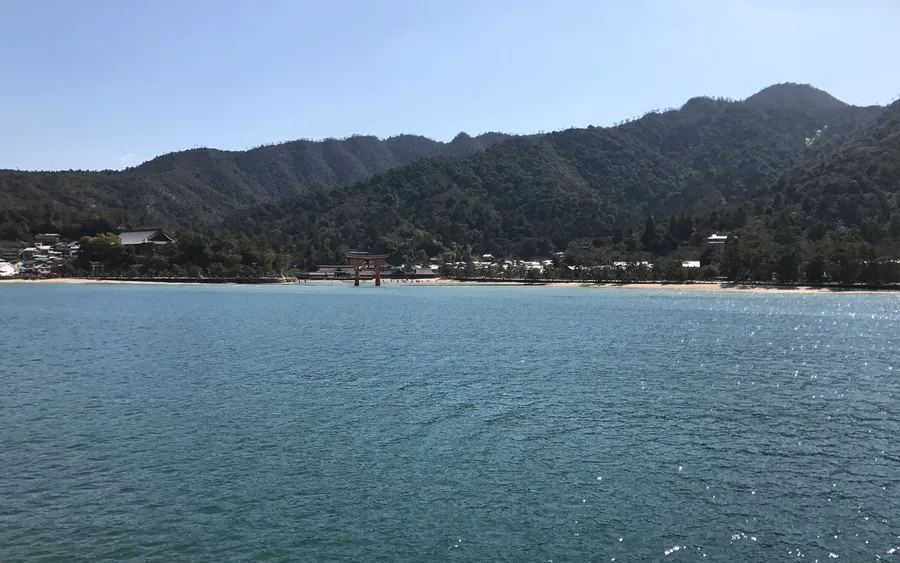 Itsukushima torii seen from the JR Miyajima Ferry