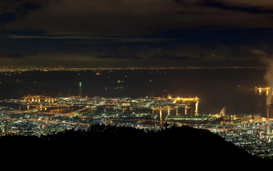 Night view of Kobe and Osaka Bay from Mount Rokko