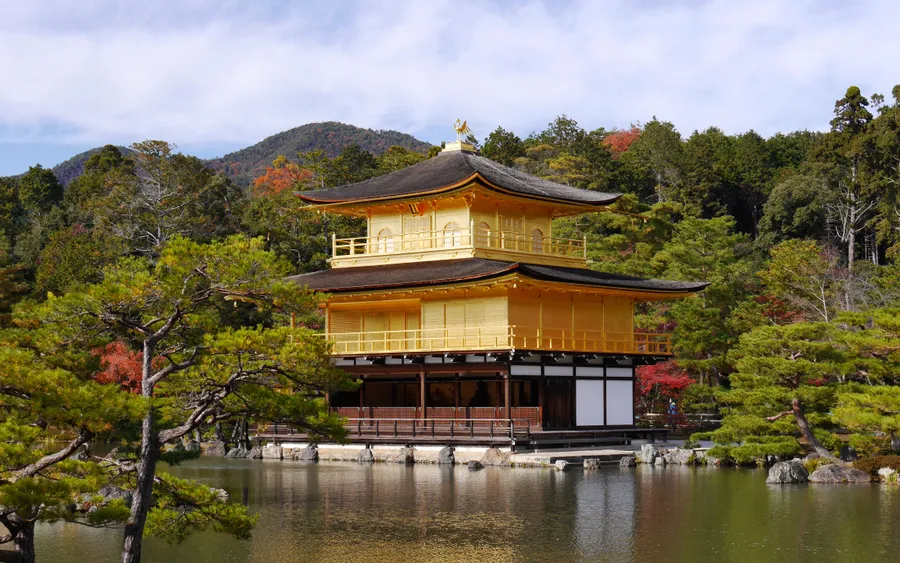 Kinkaku-ji, the Golden Pavilion, reflected in its pond