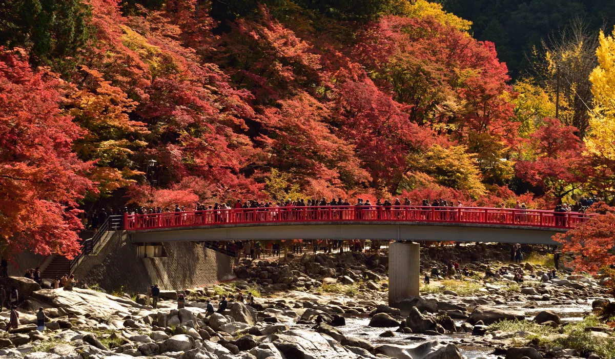 Taigetsukyo Bridge, Korankei Gorge, autumn foliage