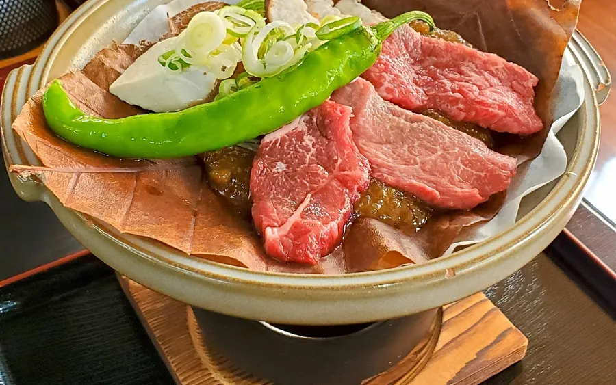 Hida beef with hoba-miso