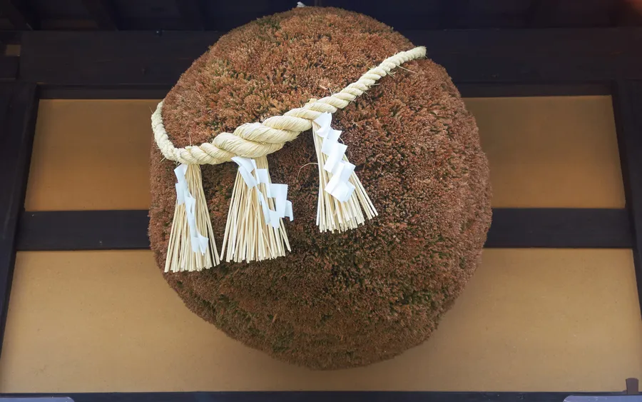 Sugidama (cedar ball) outside a sake brewery, Takayama