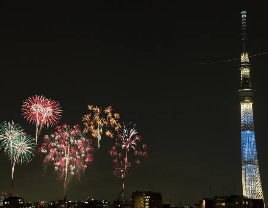 Sumida River Fireworks Festival with Tokyo Skytree, Tokyo